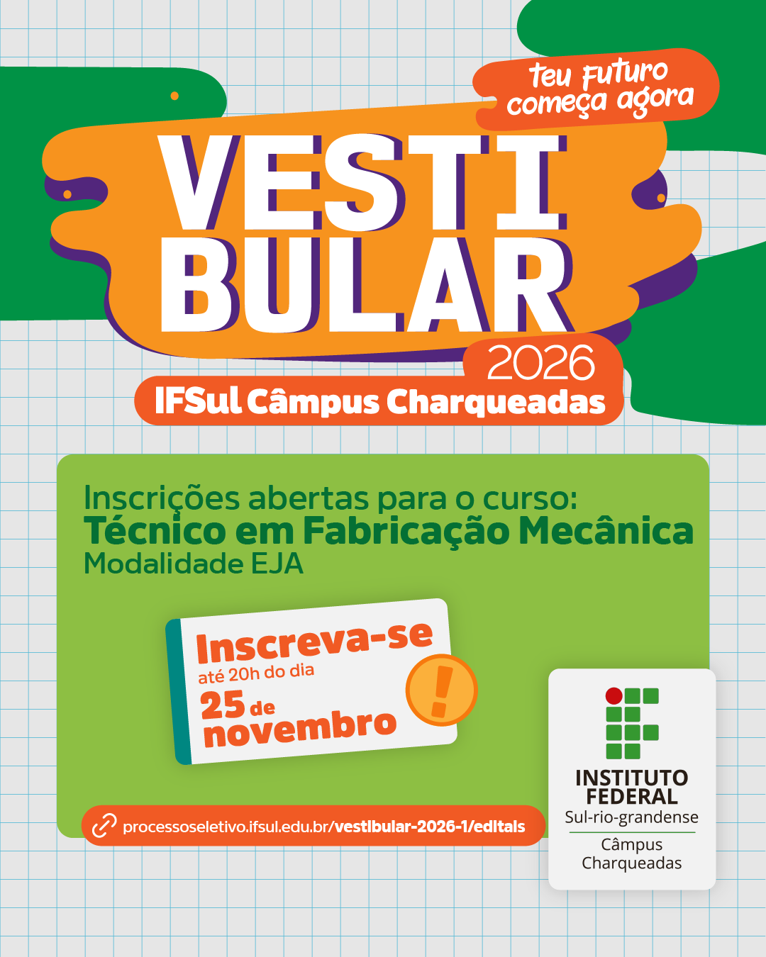 Inscrições são gratuitas e devem ser feitas online de 10 a 25 de novembro. Seleção ocorrerá por sorteio público presencial.